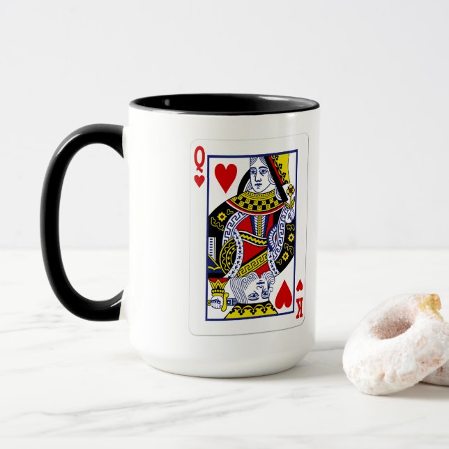 Mixed King & Queen - Zwei Spirituosen Spielkarten Tasse (Mit Donut)