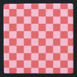 Mixed Light Pink Checkered Steinuntersetzer<br><div class="desc">Retro checkerboard pattern for her.
Add a monogram or name to personalized. Add photos.
Bright red and light pink are the colors.
Customize both colors on the vector graphic images on this product.</div>