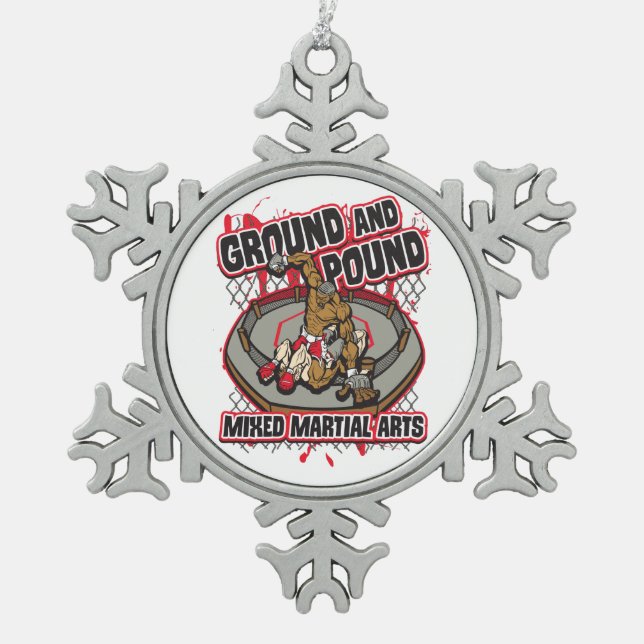 MIXED MARTIAL ARTS Boden und Pfund Schneeflocken Zinn-Ornament (Vorderseite)