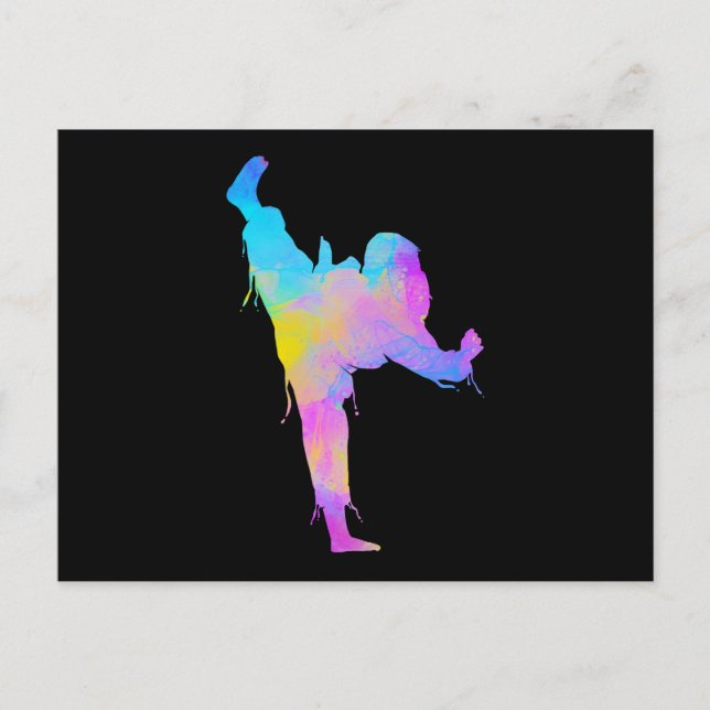Mixed Martial Arts Colorful Silhouette for Girls Postkarte (Vorderseite)