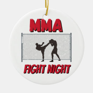 MIXED MARTIAL ARTS Fight Night Text und Silhouette Keramik Ornament