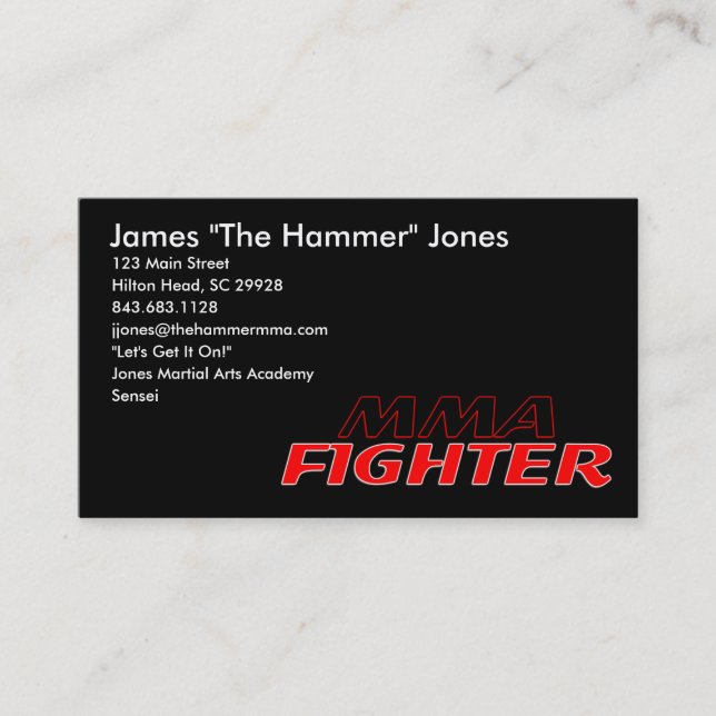 MIXED MARTIAL ARTS-KÄMPFER-GESCHÄFTS-KARTE VISITENKARTE (Vorderseite)