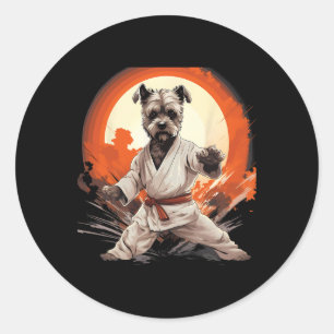 Mixed Martial Arts Miniatur Schnauzer Dog Karate M Runder Aufkleber