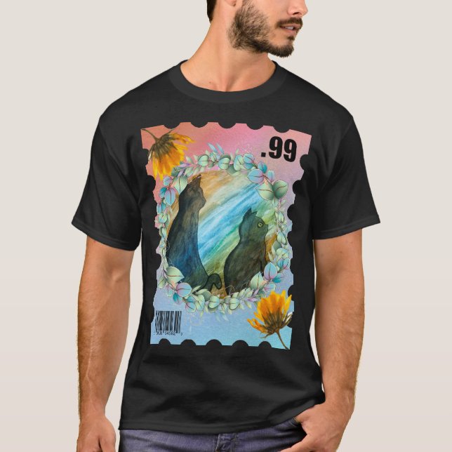 MIXED MARTIAL ARTS: Schwarze Katzen Briefmarke .99 T-Shirt (Vorderseite)