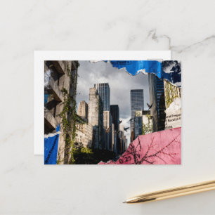 Mixed-Media-Architektur-Collage Postkarte