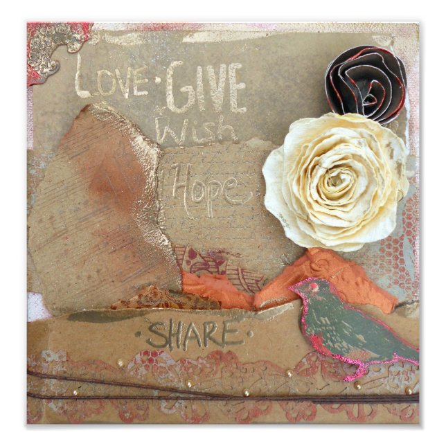 Mixed Media Art Liebe gibt Anlass zur Hoffnung Fotodruck (Vorne)