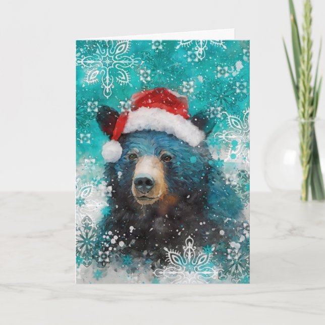 Mixed Media Bear Print Holiday Card AP458B1 Karte (Vorderseite)