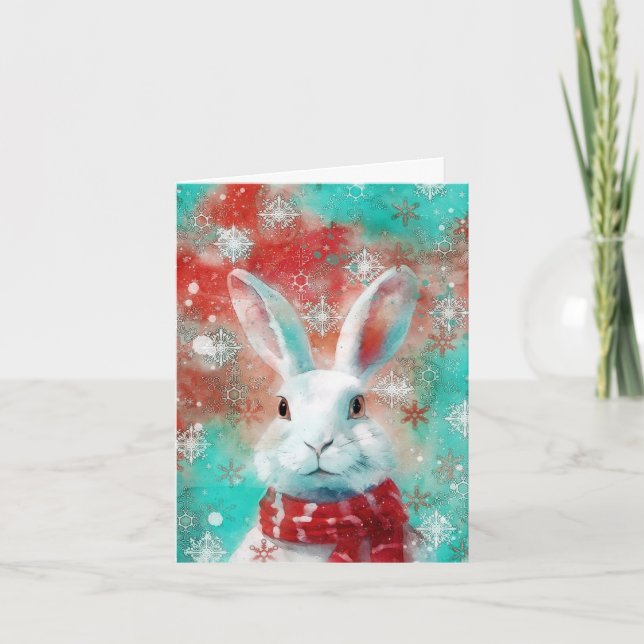 Mixed Media Bunny Print Christmas Card AP453B1 Karte (Vorderseite)