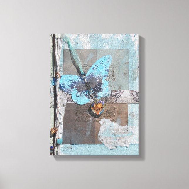Mixed Media Butterfly Herzlich Willkommen im Traum Leinwanddruck (Vorderseite)