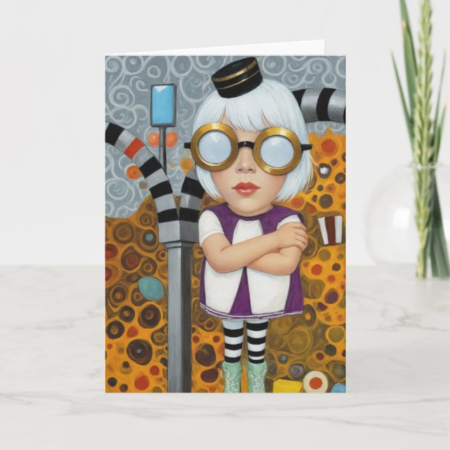 Mixed Media Collage Fun Glasses Stripte Leggings Karte (Vorderseite)