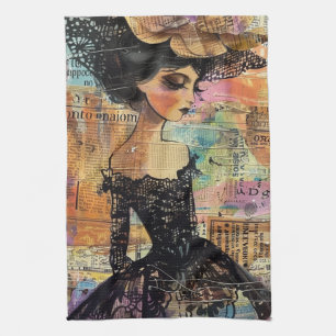 Mixed-Media-Collage-Porträtkunst (4) Geschirrtuch