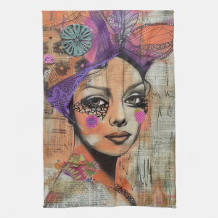 Mixed-Media-Collage-Porträtkunst (5) Geschirrtuch