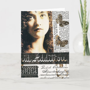 Mixed Media Collage with Hübsch Lady, vielen Dank Dankeskarte