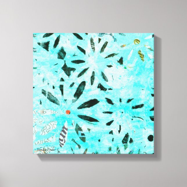 Mixed Media Daisy Art Leinwanddruck (Vorderseite)