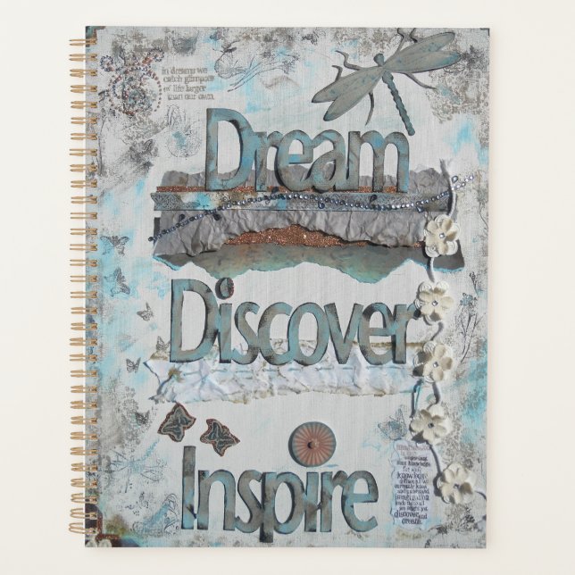 Mixed Media Dream Discover Inspiriert Typografie Planer (Vorderseite)