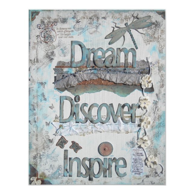 Mixed Media Dream Discover Inspiriert Zitate Kunst Fotodruck (Vorne)