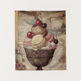 Mixed-Media-Eiscreme-Collage-Teppich Wandteppich