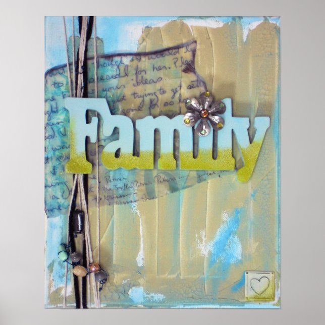 Mixed Media Family Word Art Print Poster (Vorne)