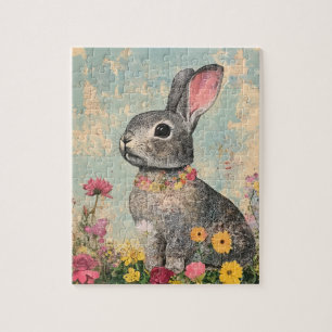 Mixed Media Gray Rabbit