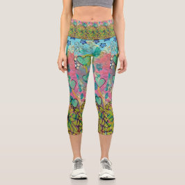 Mixed Media Hearts Capri Leggings