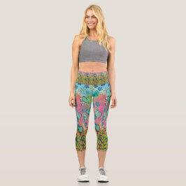 Mixed Media Hearts Capri Leggings