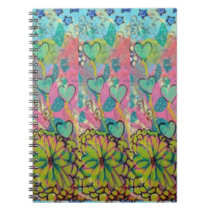 Mixed Media Hearts Notizblock