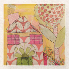 Mixed Media House Glasuntersetzer