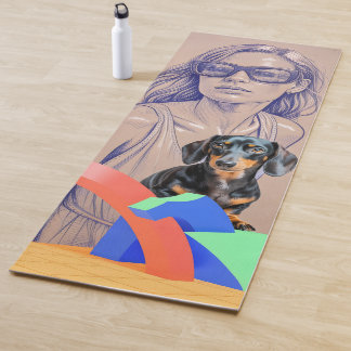 Mixed-Media-Illustration einer Frau und eines Dach Yogamatte
