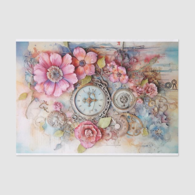 Mixed Media in fun Vibrannte Pinks Seidenpapier (Vorderseite)