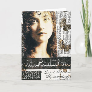 Mixed-Media-Kollage mit hübscher Dame, Geburtstag Karte