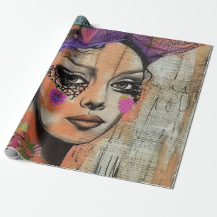 Mixed-Media-Kollage-Porträtkunst (5) Geschenkpapier
