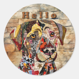 Mixed Media Labrador Retriever Runder Aufkleber