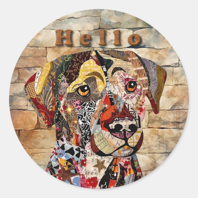 Mixed Media Labrador Retriever  Runder Aufkleber (Vorderseite)