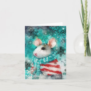 Mixed Media Mouse Print Christmas Card AP449B1 Karte