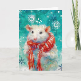 Mixed Media Opossum Print Christmas Card AP450B1 Karte