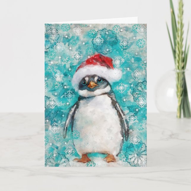 Mixed Media Pinguin Print Holiday Card AP457B1 Karte (Vorderseite)