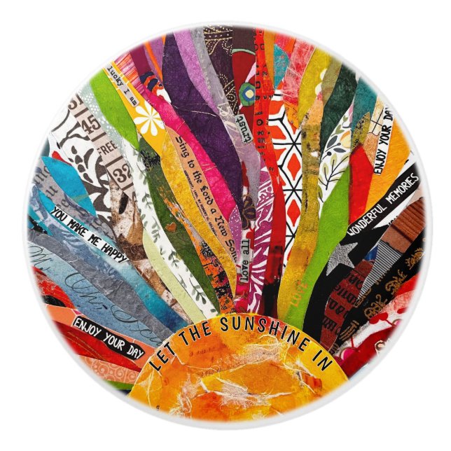Mixed Media Sonne  Keramikknauf (Vorderseite)