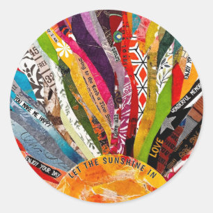 Mixed Media Sonne  Runder Aufkleber