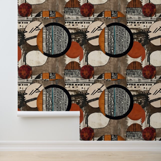 Mixed Media Textured Circles Luxury Tapete (Anwendung)