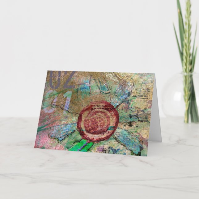 Mixed Media und Digital-Blume - bald zum Erfolg fü Karte (Vorderseite)