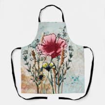 Mixed Media Wildflower Schürze