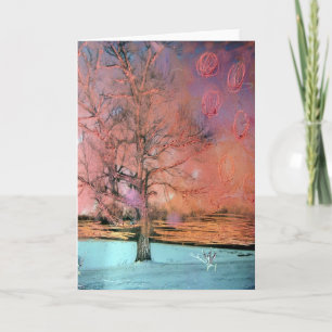 Mixed Media Winter Tree Karte
