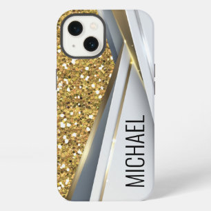 Mixed Metal 3D Glitter Gold Monogram Case-Mate iPhone Hülle