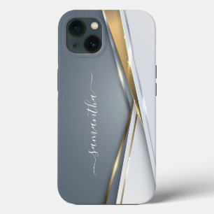 Mixed Metal 3D-Look-Kalligrafie-Gold-Monogramm iPhone Hülle