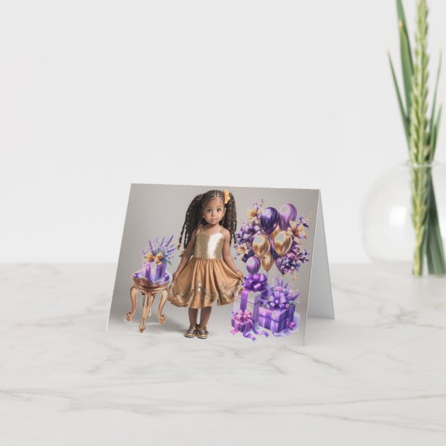 Mixed Race Little Girl Geburtstag Karte (Vorderseite)