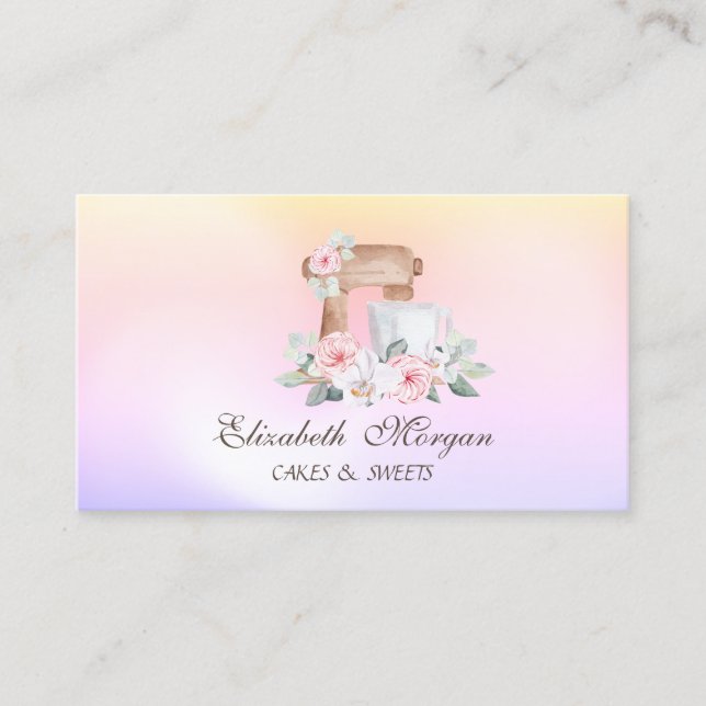 Mixer Blume Bäckerei Holographisch Visitenkarte (Vorderseite)