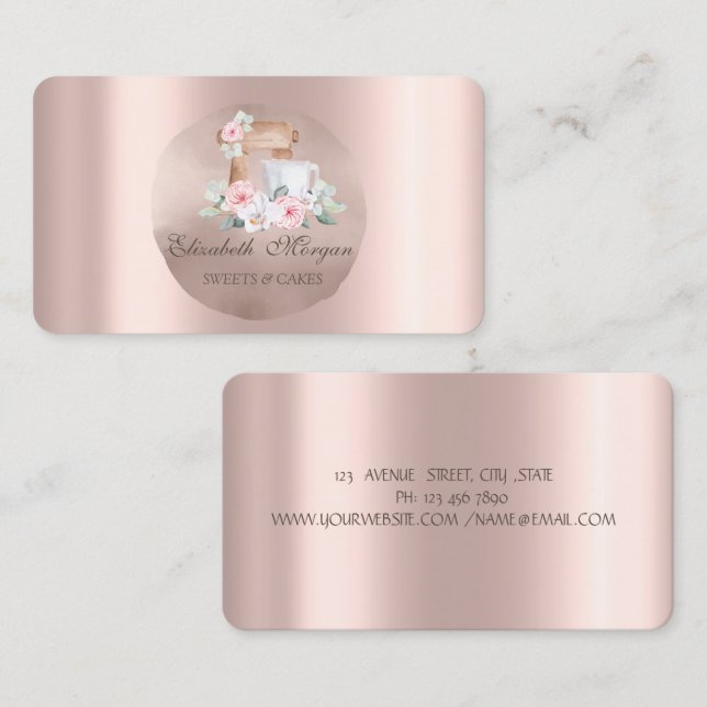 Mixer Blume Rose Gold Circle Visitenkarte (Vorne/Hinten)