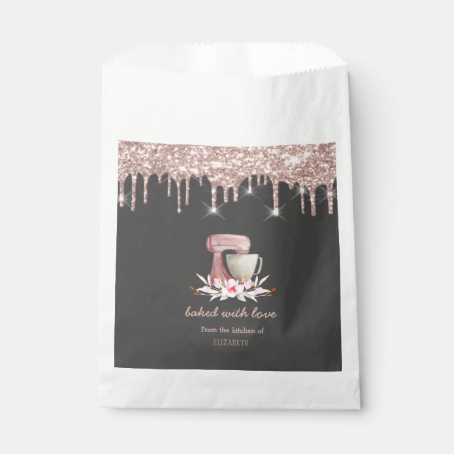 Mixer Blume Rose Gold Tropfen Bäckerei Geschenktütchen (Vorderseite)