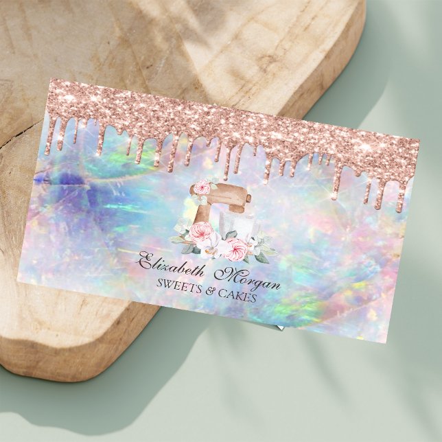 Mixer Blume Rose Gold Tropfen Opal Bäckerei Visitenkarte (Von Creator hochgeladen)
