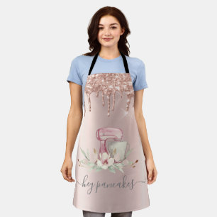 Mixer Blumen Glittertropfen Roségold Schürze